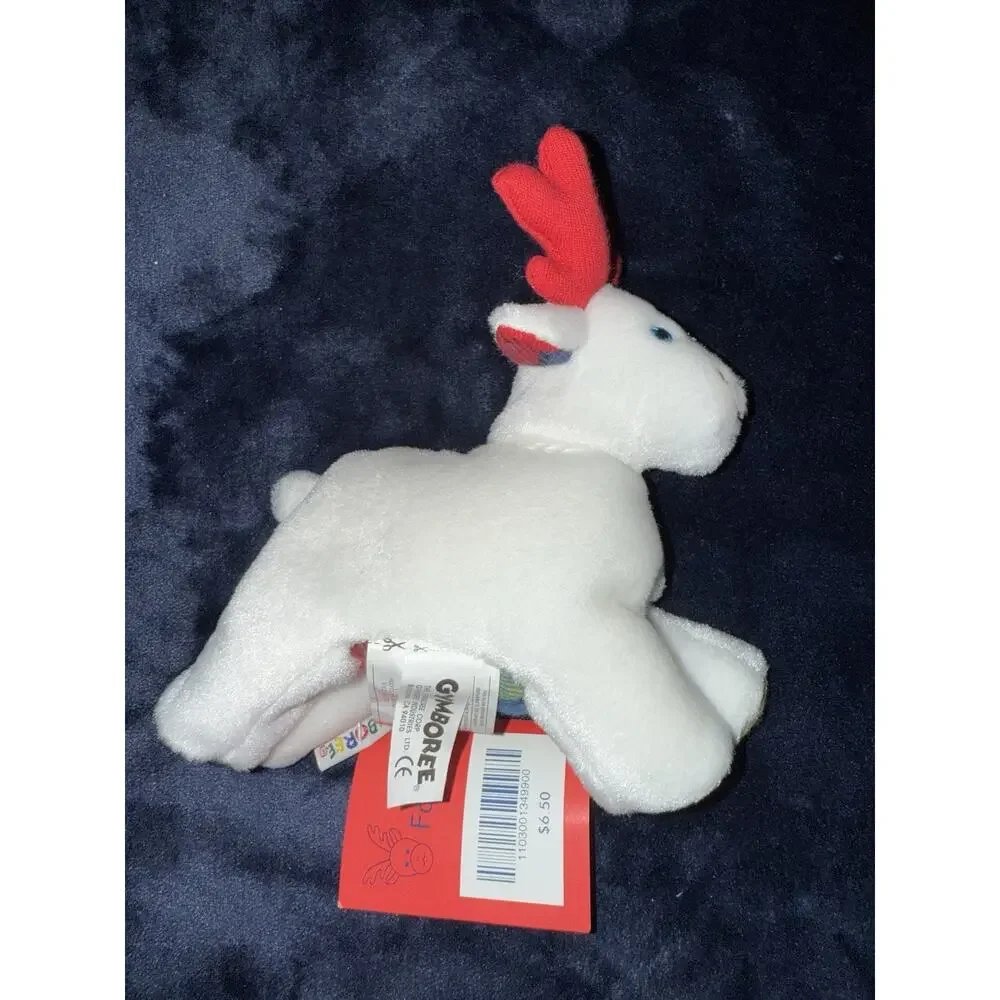 NEW VTG Gymboree Gymbabies Beanbag Plush Reindeer Red Antlers Plaid Christmas